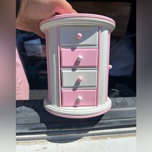 Kids pink and white jewelry box